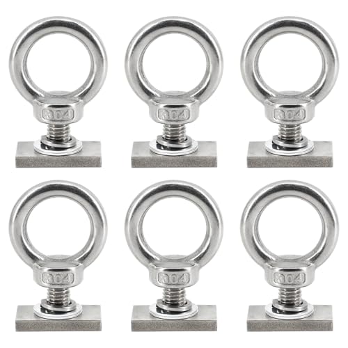 6pcs T Track Mount Tie Down Anchor Kit M10 for Roof Rack 304 Stainless Steel with Nuts & Lifting Eye Bolts for 4WD Awnings & Accessories M10(35mmx20mmx5mm)