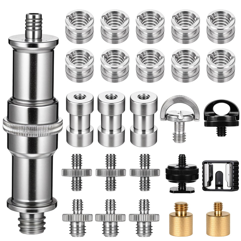 Camera Tripod Adapter 26 Packs Camera Screws Mount Set Tripod Mount Adapter Set 1/4 to 1/4 Tripod Screw 1/4 to 3/8 Camera Mount Adapter Hot Shoe Adapter for Tripod Monopod Ballhead Quick Release Plate