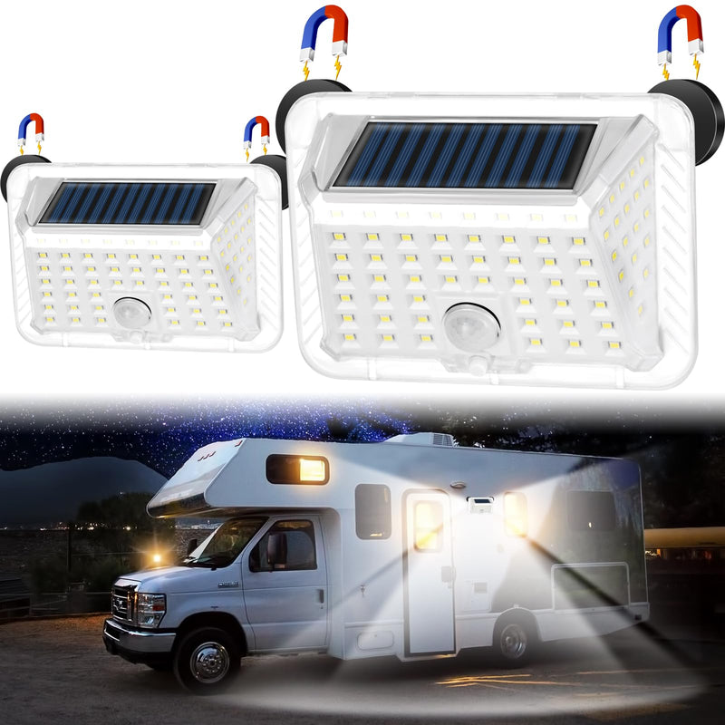 Magnetic RV Solar Lights with Motion Sensor | Exterior & Outdoor Lighting for Camper, Trailer, 5th Wheel, Truck (2 Pack)