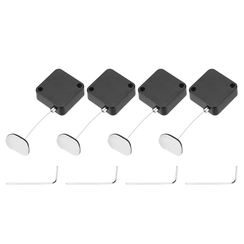 MECCANIXITY 4.9 ft Retractable Cable Lock with Adhesive Arc Patch Remote Control Security Lock with Adjustable Cord Tether Anti Theft for Laptop, TV, 600g, Black, 4 Pack 4.9ft