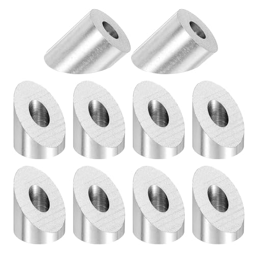 uxcell 20 Pcs 1/4 Inch 45 Degree Angle Beveled Washer, T316 Stainless Steel Angled Washer for Cable Railing Stair Ends Wood Metal Posts, Silver