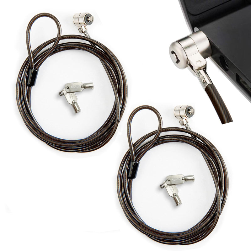 2 Pack Laptop Lock,Hardware Security Cable Lock,Tablet Locking Cable,2 Keys Sturdy Steel with 6.6 Feet Cable,for Samsung Lenovo Android and All Other Notebooks and Tablets Silver silver-key-2pack
