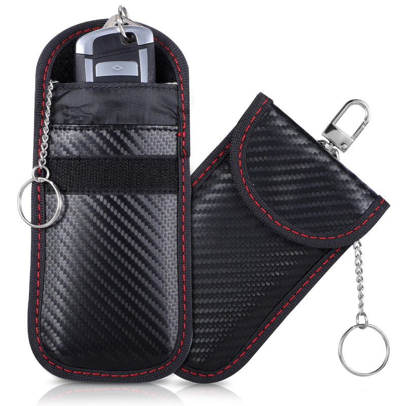 2 Pack Faraday Pouch for Car Keys, Faraday Key Fob Protector Car Security Protection Key Fob Signal Blocker Box for Car RFID Signal Blocking Anti-Theft Pouch Anti-Hacking Case Blocker Black