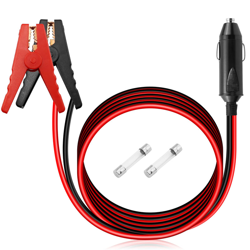 10FT Alligator Clamp to Male Cigarette Lighter Cable,12V/24V 18AWG Cigarette Lighter Male to Battery Clips Adapter Extension Cord with 10A Fuse