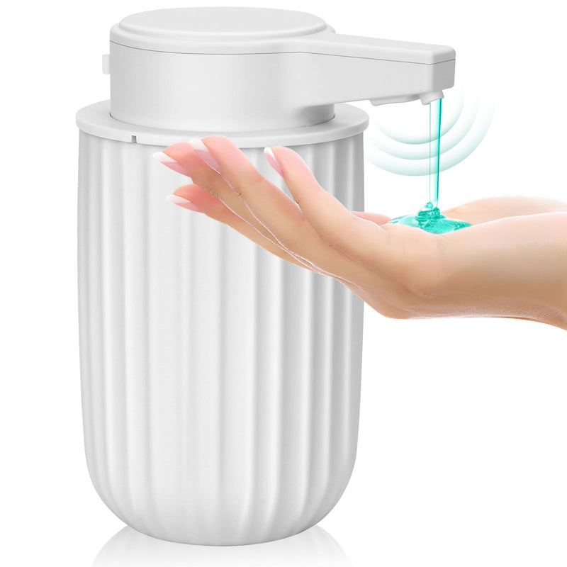 Automatic Soap Dispenser Liquid Touchless: 9oz Plastic White - Rechargeable Electric Smart 3-Level Adjustable Modern Auto Soap Dispenser - Bathroom Kitchen Hand Dish Lotion White Liquid