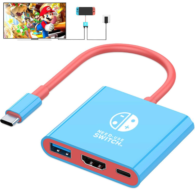 Switch Dock, TV Docking Station for Nintendo Switch/Switch OLED/Steam Deck, 4K@30HZ/1080P@60HZ Portable Switch TV Dock with PD 100W Charging, USB 3.0 Port（3-in-1 Adapter