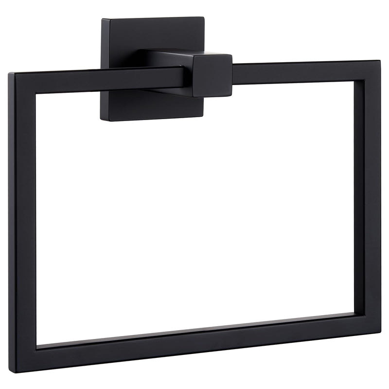 APLusee Swivel Towel Ring Matte Black, 304 Stainless Steel Square Hand Towel Holder for Bathroom Wall Mounted