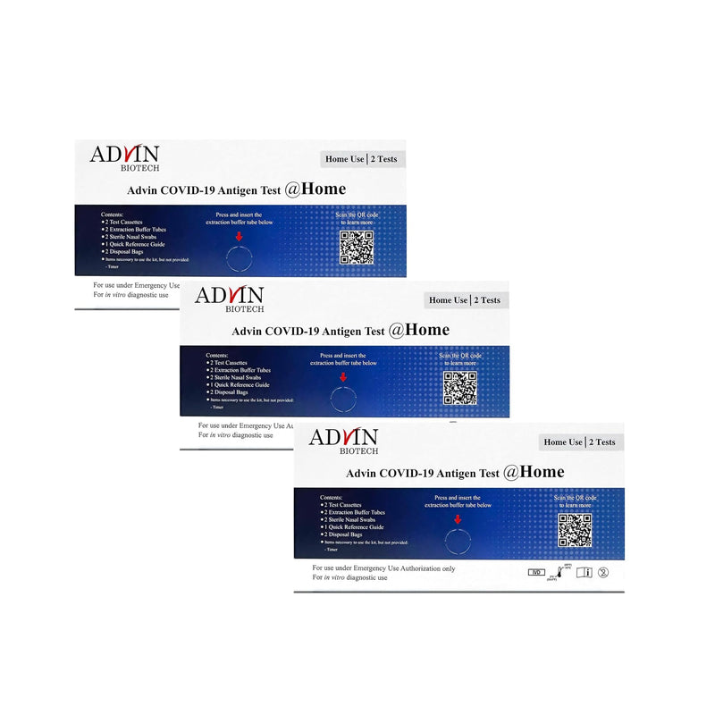 Advin Covid 19 at Home Test Kit, Rapid Results Under 10 mins, Easy to Use (3 Pack - 6 Tests)