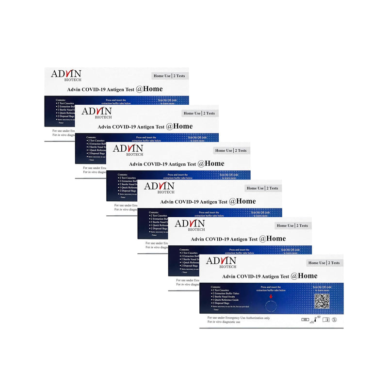 Advin Covid 19 at Home Test Kit, Rapid Results Under 10 mins, Easy to Use (6 Pack - 12 Tests)