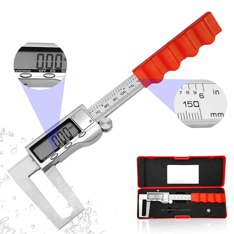 Disc Brake Rotor Micrometer, 6 Inch Brake Rotor Caliper Measuring Tool of Inch and Millimeter Conversion Stainless Steel Electronic Vernier Caliper Auto-Off Feature Electronic Gauge with LCD Screen