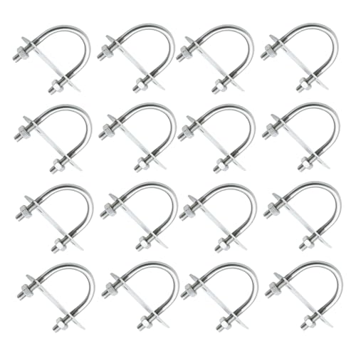 16 Pcs Round U Bolts, M6 x 34 mm x 53 mm Round Bend U Clamp, U-Bolts with Nut Plate Washer for Pipes Wood Tubes (DN25) M6 34x53mm