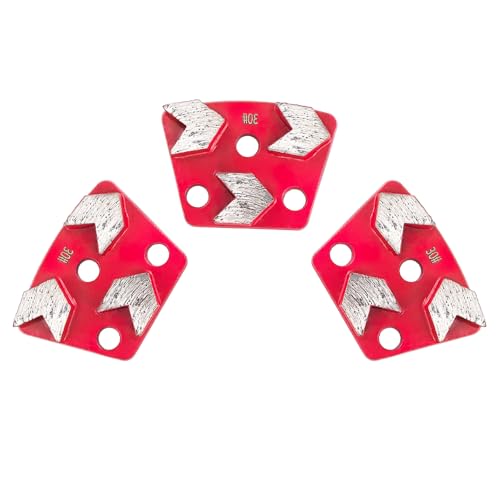 Flylin 3Pcs Trapezoid Diamond Grinding Disc 30 Grit, 3 Arrow Teeth-Red 3 Arrow Teeth--Red