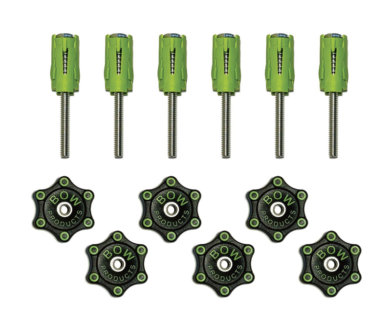 BOW Products Bench Dog Clamps - Expandable Dog Hole Clamps for MFT Tables, Dog Tables and Workbenches - Fits 3/4 Inch (19mm to 20 mm) Dog Holes and Includes Low-Profile, Ergonomic Knobs - Pack of 6
