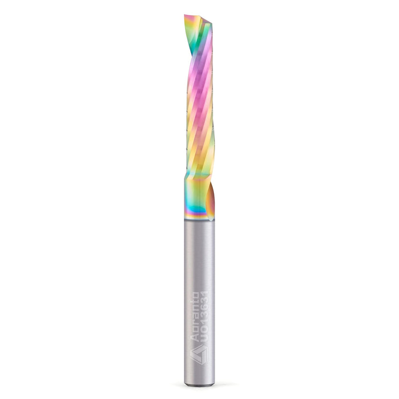 UO13631 1/4" Single O-Flute CNC Router Bit 1/4" Shank, Industrial Quality Extra Long Life Coating Solid Carbide Up Cut Spiral End Mill for Wood Plastic Acrylic, 1/4 Inch Dia x 1-1/4 Inch CL 1 Pack 1/4"Dia x 1-1/4"CL x 1/4"SHK