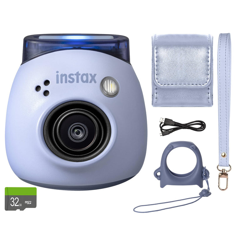 FUJIFILM INSTAX PAL Fuji Digital Camera Lavender Blue + Custom Case & 32gb Memory Card Accessory Bundle