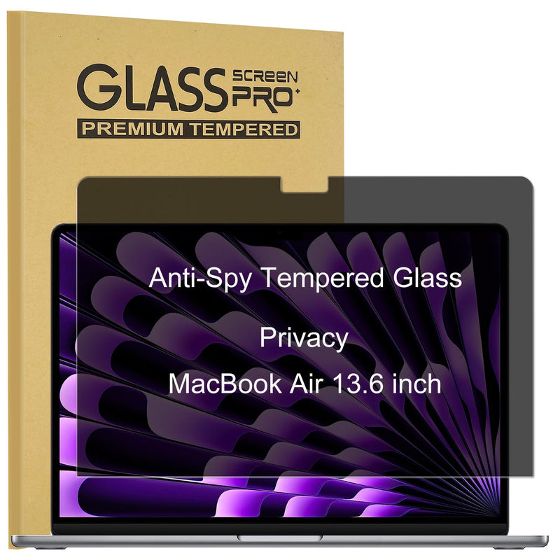KEANBOLL Privacy Tempered Glass Screen Protector Designed for MacBook Air 13.6 inch (M4 / M3 / M2 Chip, Model: A3240 A3113 A2681), Anti Blue Light and Anti Glare (Tempered Glass) Shield Privacy-Tempered Glass