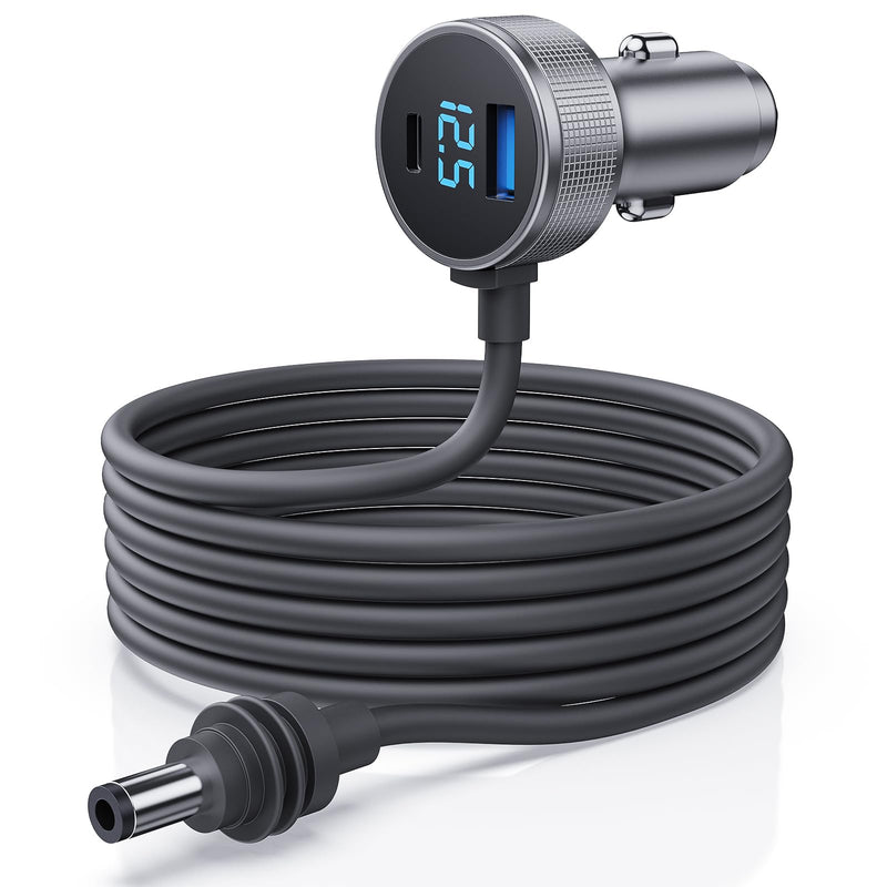 Starlink Mini Cable, 3 in 1 Starlink Mini Car Charger DC Power Cable+ Cigarette Lighter Adapter 12V-48V with Digital Display, Durable USB C PD 40W and USB A 35W Ports for Trucks and Cars (10FT) 10FT