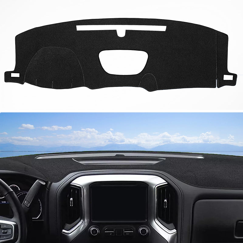 Dash Cover Mat Fit for 2019-2022 2023 2024 2025 Chevy Chevrolet Silverado 1500 2500HD 3500HD, 2019-2023 GMC Sierra 1500 2500HD 3500HD w/o Head Up Display No Speaker Cutout Dash Pad Protector 2019-2025 Silverado/Sierra without HUD