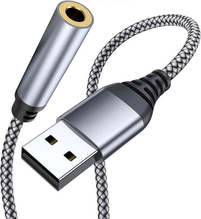 Pastall USB to 3.5mm Jack Audio Adapter, 39 inch USB to Audio Aux Cable External Stereo Sound Card, 3.5mm TRRS Female Headset for PS4/PS5/Headphone/Mac/Linux/Laptop/Desktops/Docking Station 1Pack 39 inch