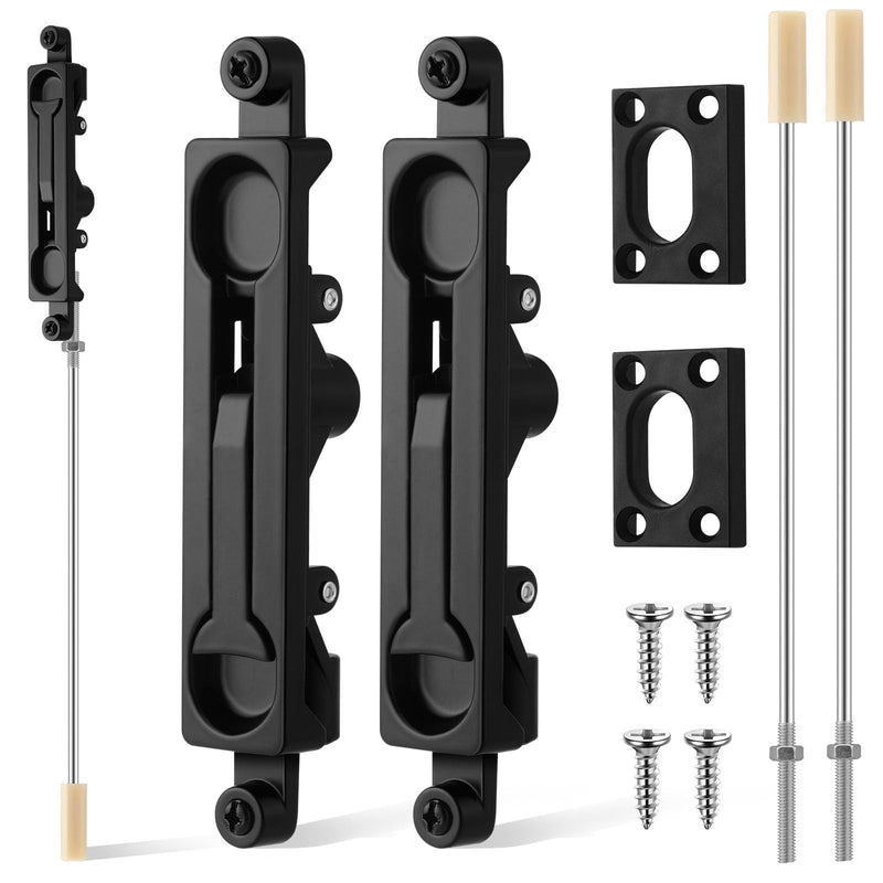Blulu Flush Mount Extension Bolt 17 Inch Stainless Steel Lever Extension Door Flush Bolt for Commercial Aluminum Steel Door for Inactive Leaf Black 2