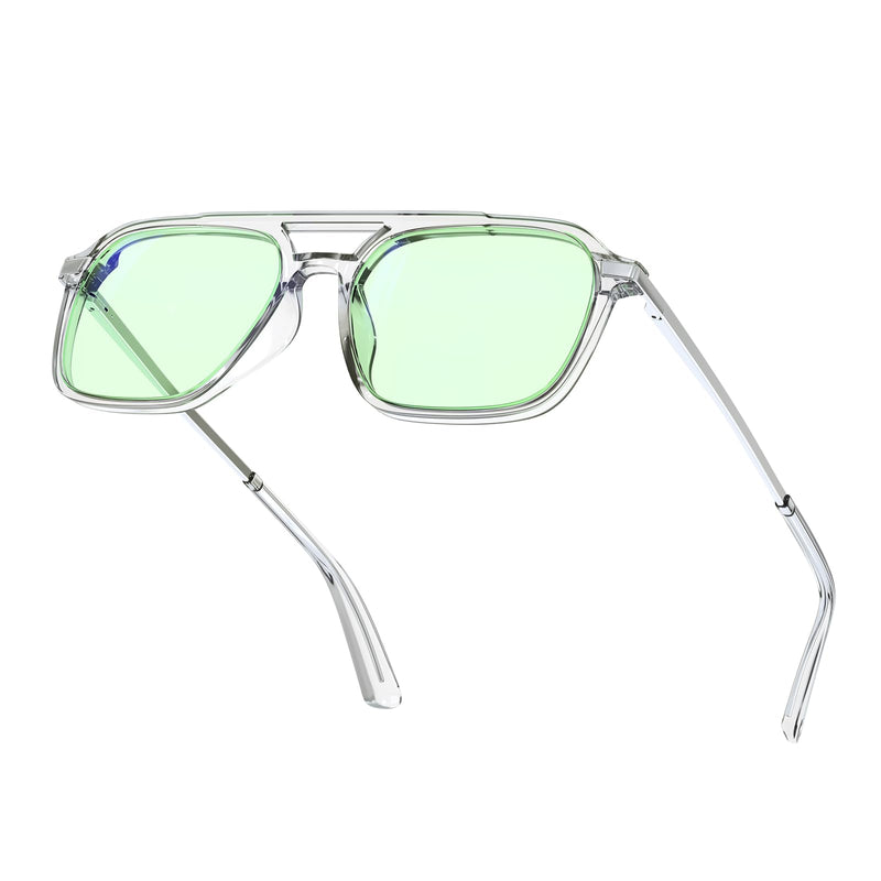 Goiteia Blue Light Glasses Men Women – Retro 70s Gaming Glasses for Anti Eyestrain, Comfortable for All-Day Wear Green Enhance: Blocks More Blue Light-without Looking Weird Clear Minimalist