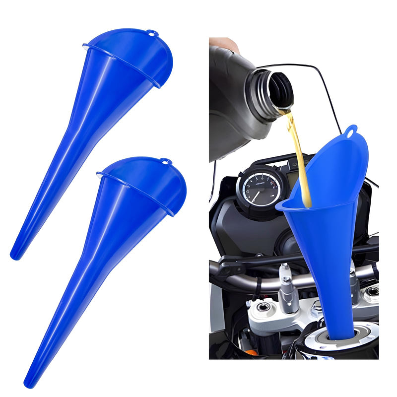 2 PCS Oil Funnel, Automotive Multi-Function Plastic Fuel Funnel with Long Neck, Universal Engine Oil Funnel for Filling Oils Gas Lubricants and Fluids, Car Accessories (Blue) Blue,2 PCS