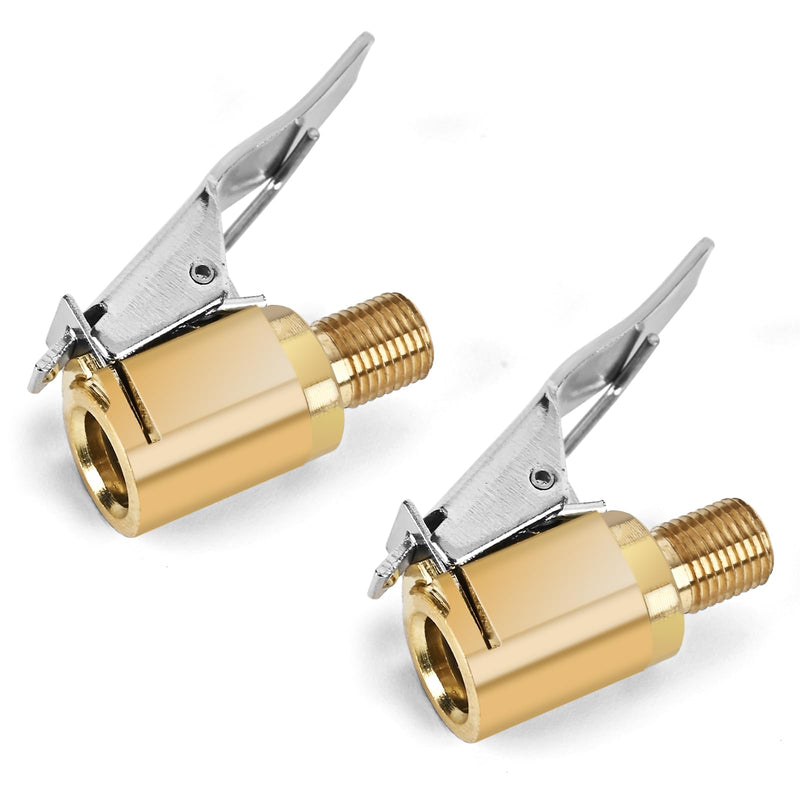 Suaika Brass Tire Inflation Hose Adapter, Locking Tire Air Chuck, Threaded Twist Connection Converts to Locking, No Leak Air Compressor Pump Clamps On Tire Chuck with Tire Valve Tire Nozzle 2pcs