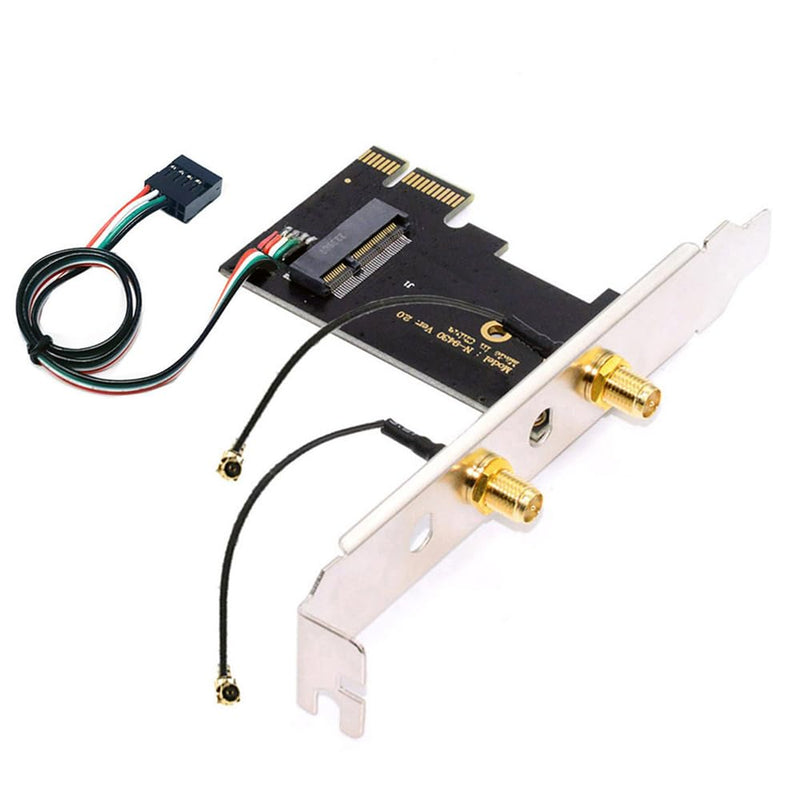 NFHK Wireless NGFF A/E-Key WiFi Card to PCI-E Express 1x Adapter for WLAN Wifi6 Wifi7 Bluetooth A+E-Key to PCI-E Card