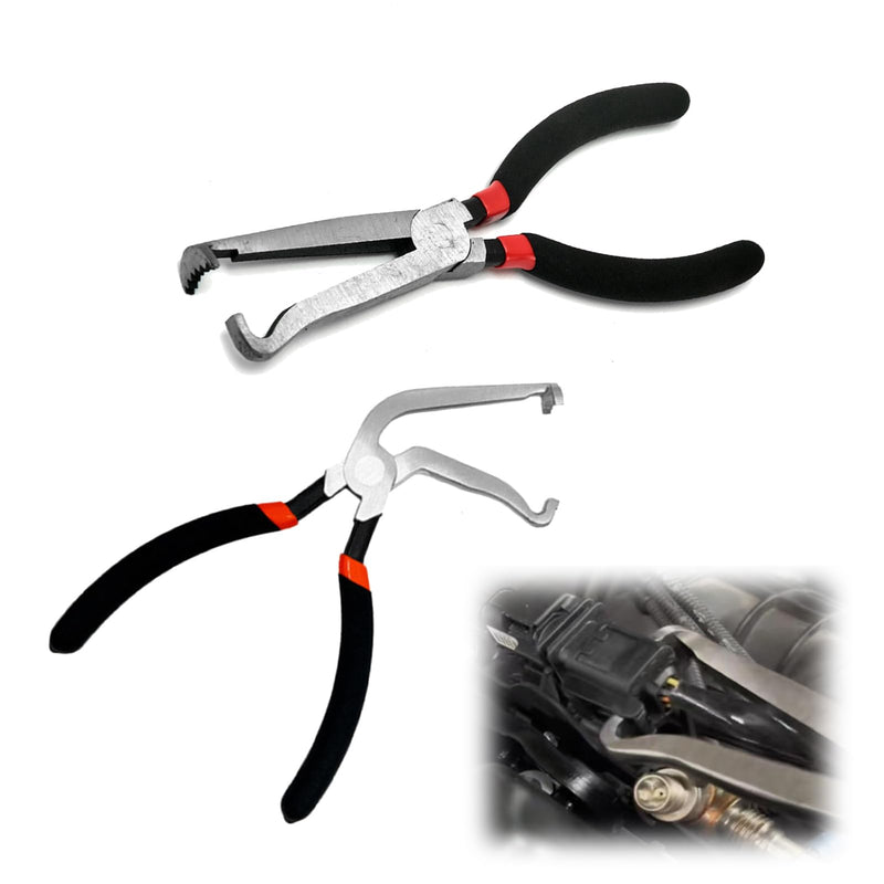 Upgraded 37960 Electrical Disconnect Pliers, 8in Automotive Tools Electrical Connector Pliers, Automotive Tools for Push Tab Style Plugs (Straight+60 Degree) Straight+60 Degree