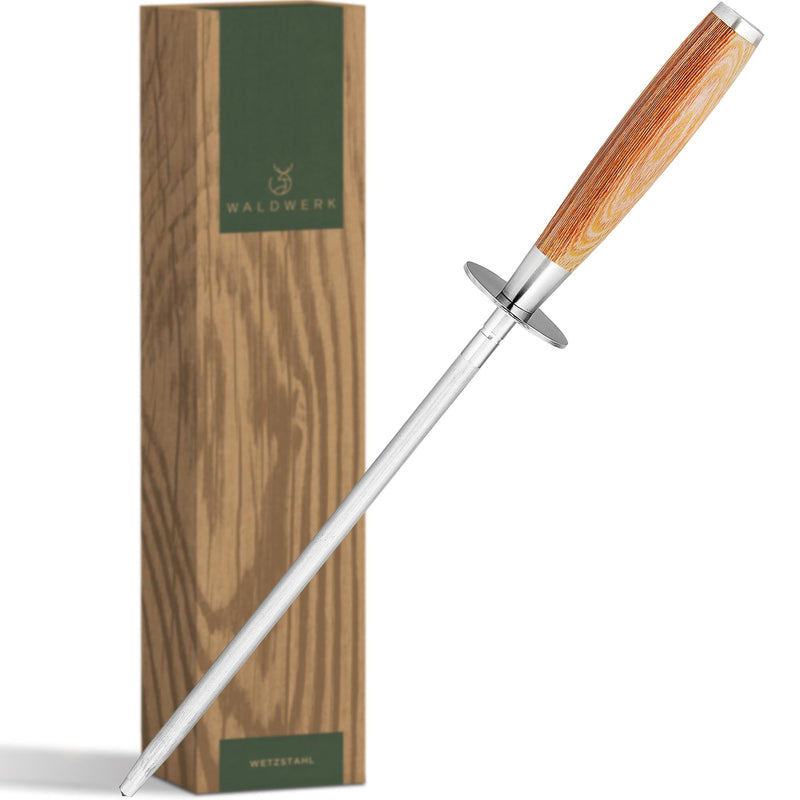 WALDWERK Premium Honing Rod - Honing Steel Made of Hardened Steel with Elegant Wooden Handle - 100% Plastic-Free Sharpening Steel for - Kitchen Knife Sharpener - Knife Sharpeners for Kitchen Knives 1 Piece