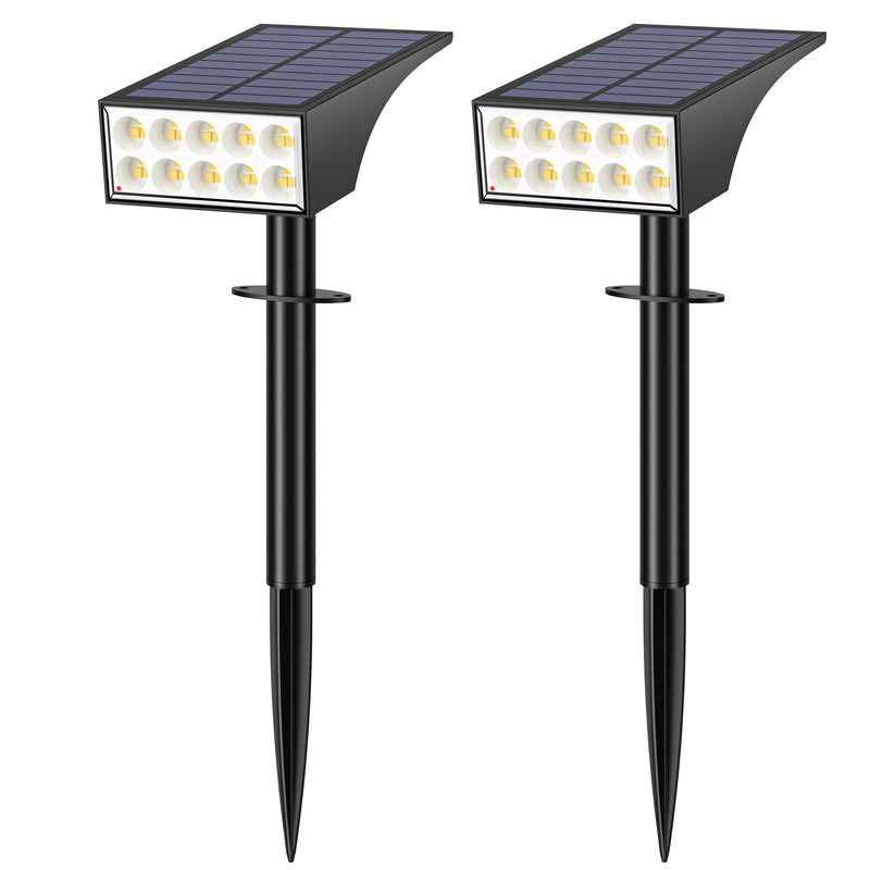 Solar Spot Lights Outdoor Waterproof IP65, Bright LEDs Solar Landscape Lighting for Outside Garden Yard, Solar Powered Spotlights for Accent Uplighting Backyard Statue Palm Tree, 2 Pack/Warm Warm White