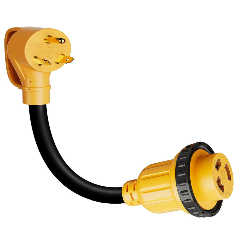 30 Amp to 30 Amp RV Plug Adapter, NEMA TT-30P Male to L5-30R Female Outlet, 1.2 Ft RV Electrical Adapter Extension Cord for RV Trailer Camper