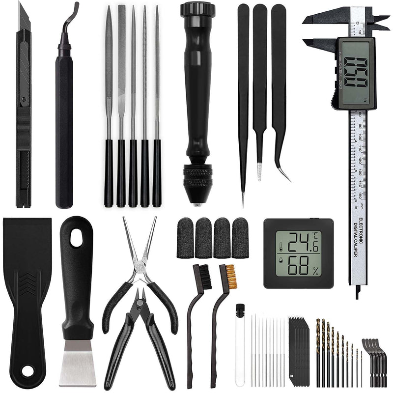 3D Printer Tools Kit, Quality 3D Printing Tool Kit for Model Measuring/Finishing/Deburring/Drilling, 3D Printer Accessories for All FDM/SLA Printers Removing Support, Cutting Filament