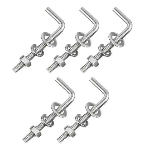 5 Pack M8x150mm L Shaped Foundation Bolt with Washers and Nuts 304 Stainless Steel L Shaped Bolts Threaded Right Angle Square Bend Hooks Anchor Bolts