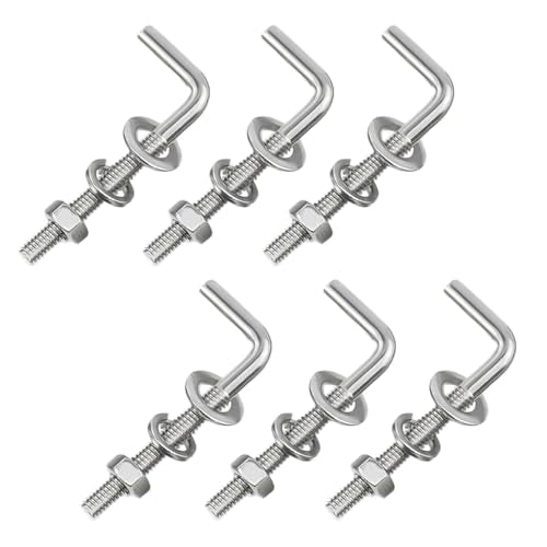 20 Pack M6x40mm L Shaped Foundation Bolt with Washers and Nuts 304 Stainless Steel L Shaped Bolts Threaded Right Angle Square Bend Hooks Anchor Bolts M6x40