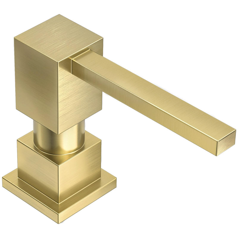 Lava Odoro Soap Dispenser for Kitchen Sink, Gold Sink Soap Dispenser Pump, Modern Square Built in Kitchen Sink Countertop Pump Dispenser with 18oz Refillable Bottle, Spot-Free KSD182-SG Brushed Gold