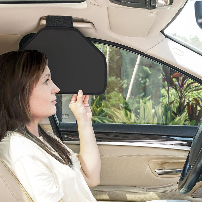 TFY Side Window Sun Visor for Car Roof Handles - Sun Glare and Heat Blocker for Driver or Passenger, Reduces Side Window Glare, Easy Installation and Storage (Black) Black