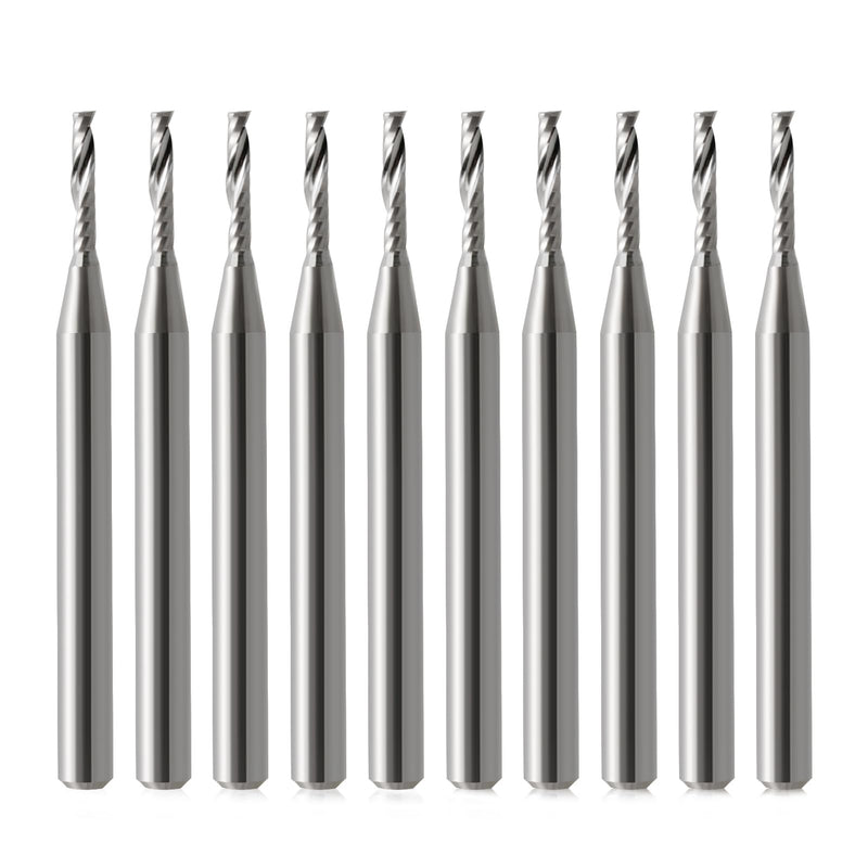 1/8 Shank CNC Router Bits O Flute End Mill Single Flute Spiral Router Bit Up Cut Milling Cutter with 1/16 Inch Cutting Diameter for Acrylic Plastic MDF (10) 3.175x1.5x8mm