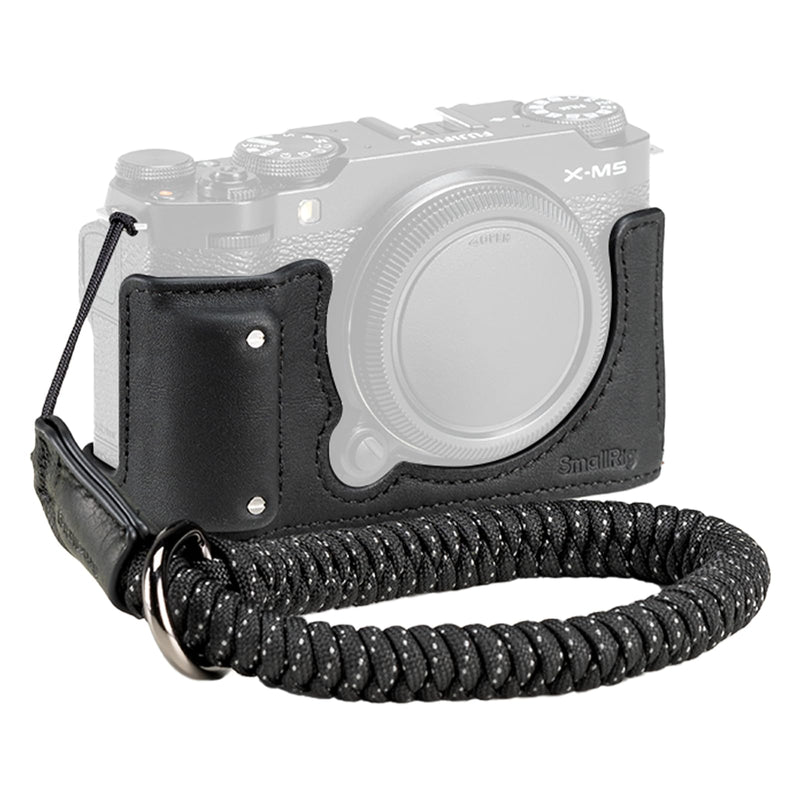 SMALLRIG X-M5 Leather Half Case Kit for FUJIFILM X-M5, Including Leather Half Case, Wrist Strap, Genuine Leather Material, Portable and Protecting (Black) - 4879 Black