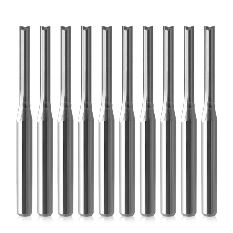 CNC Router Bits Straight Router Bit 1/8 Shank,2mm Cutting Dia Straight Flute Carbide End Mill Cutter 2-Flute Milling Tungsten Steel 15mm CEL/38mm OAL for Woodworking 10 Pack 3.175x2x15mm