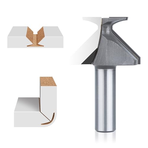 HUHAO 1/2" Shank R18 Arc Bending Router Bit, Carbide Chamfer Router bit, Arc Bending Integrated Seamless Knife Router Bits, Woodworking Router Bits for Milling Cutter with Integrated Knife, 2 Flutes R18 Seamless