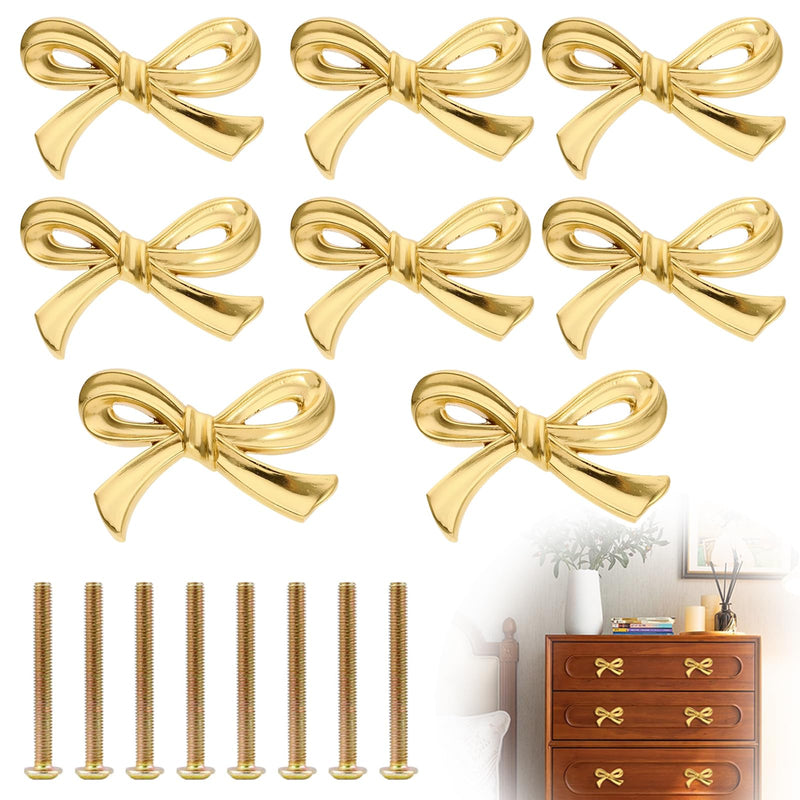 8 Pcs Bow Shaped Cabinet Handle Zinc Alloy Bow Shape Cabinets Knobs with Screws Bow Tie Dresser Knobs Bow Shaped Drawer Cupboard Pulls Suitable for Wardrobe Drawers Storage Cabinets Bookcases (8-PCS) 8-PCS