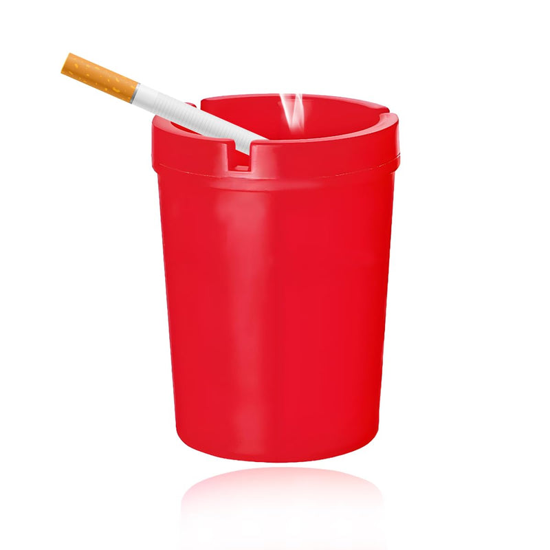 Car Ashtray Container, Smellproof & Windproof Cigarette Self-Extinguishing Ashtray, Plastic Smokeless Bucket Ashtray Fits Most Cup Holders, Universal Car Accessories (Red) Red