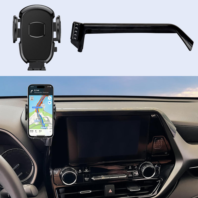 Car Phone Holder Fits for Toyota Highlander 2020-2023(Only fits for 8 inch Screen),Phone Mount Compatible with 4.7-7 inch Smartphones,360 Rotatable,Non-Slip,One-Hand Operation, Quick Release Button