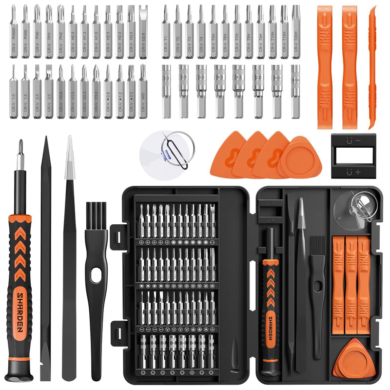 SHARDEN 58 in 1 Small Precision Screwdriver Set Magnetic Mini Screwdriver Set with Case Professional Electronic Tools Kit for iPhone, MacBook, Computer, Laptop, PC, RC, PS4, Xbox, Eyeglasses, Watch Orange