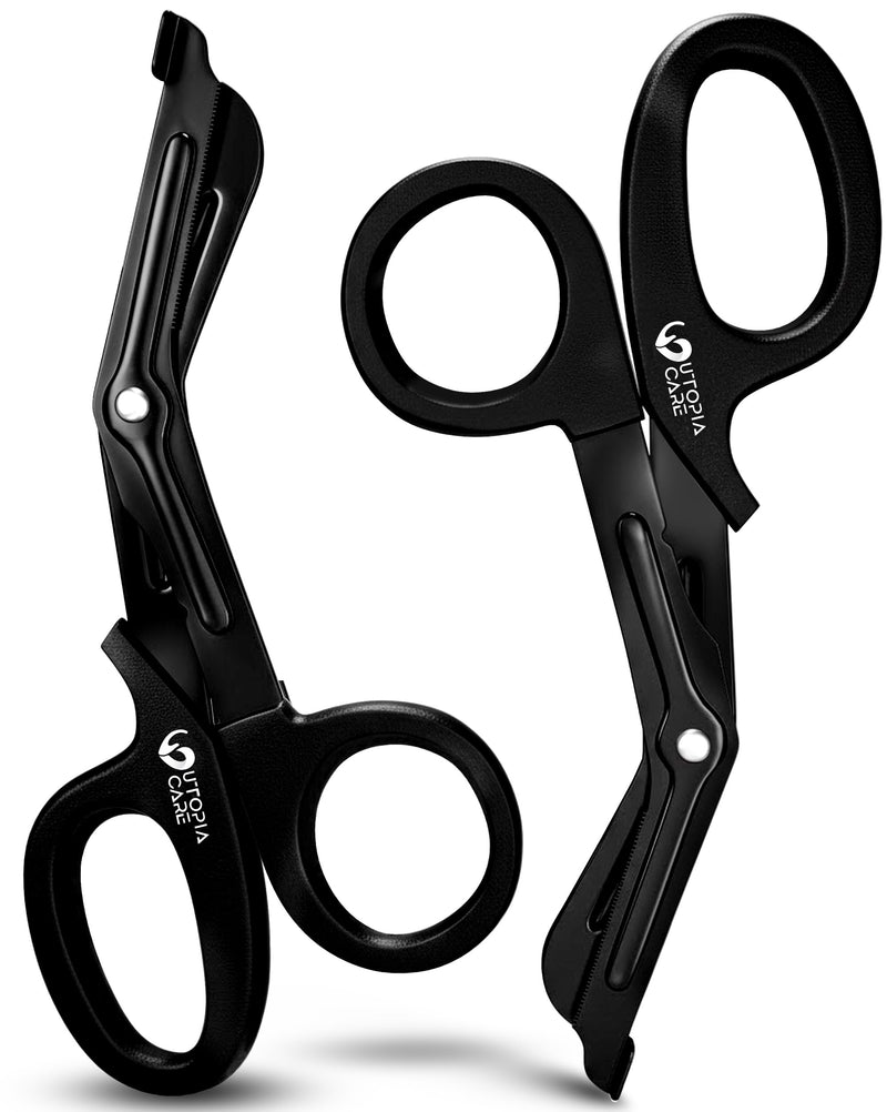 Utopia Care Medical Scissors Pack of 2, Stainless Steel EMT Trauma Shears for Nurses, Bandage Scissors with Stainless Steel Blades, All Purpose Surgical Shears, Black 2-Pack