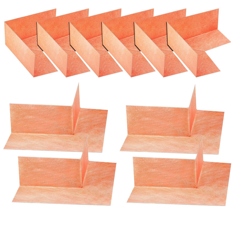 10 Pcs Waterproofing Seal Kit, 6 Inside Waterproofing Membrane and 4 Pcs Outside Waterproofing Corner Polyethylene Seamless Membrane for Shower Bathroom Bathtub Walls and Surrounds (Brown) Brown 10