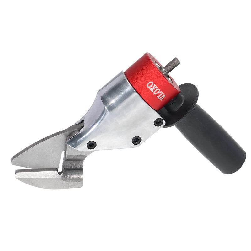 VlOXO Metal Shears Drill Attachment,Sheet Metal Cutter with 360 Degree Pivoting Handle Professional Sheet Metal Tools for Cut Steel, Sheet Metal Cutter Drill Attachment Can Curved and Straight Cutting Red