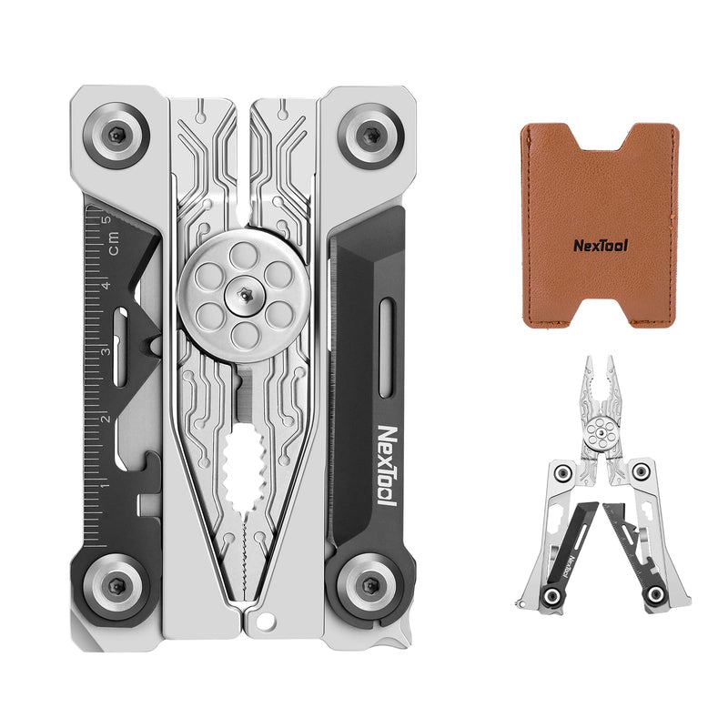 NexTool Folding Credit Card Multitool Wallet Multi Tool, 20 in 1 Stainless Steel Wallet Tool Card with Pliers, Knife, Bottle Opener,Hexagon Spanner, Compact, Lightweight EDC Tools,Gifts for Men Unique Pocket Size Sliver Credit Card Multitool