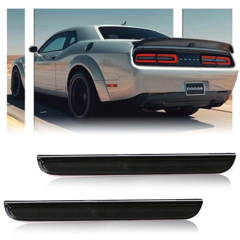 2 PCS Rear Bumper Reflector Cover for Dodge Challenger 2015-2023, Smoked Lens Tail Cover, Car Accessory - Smoked Lens